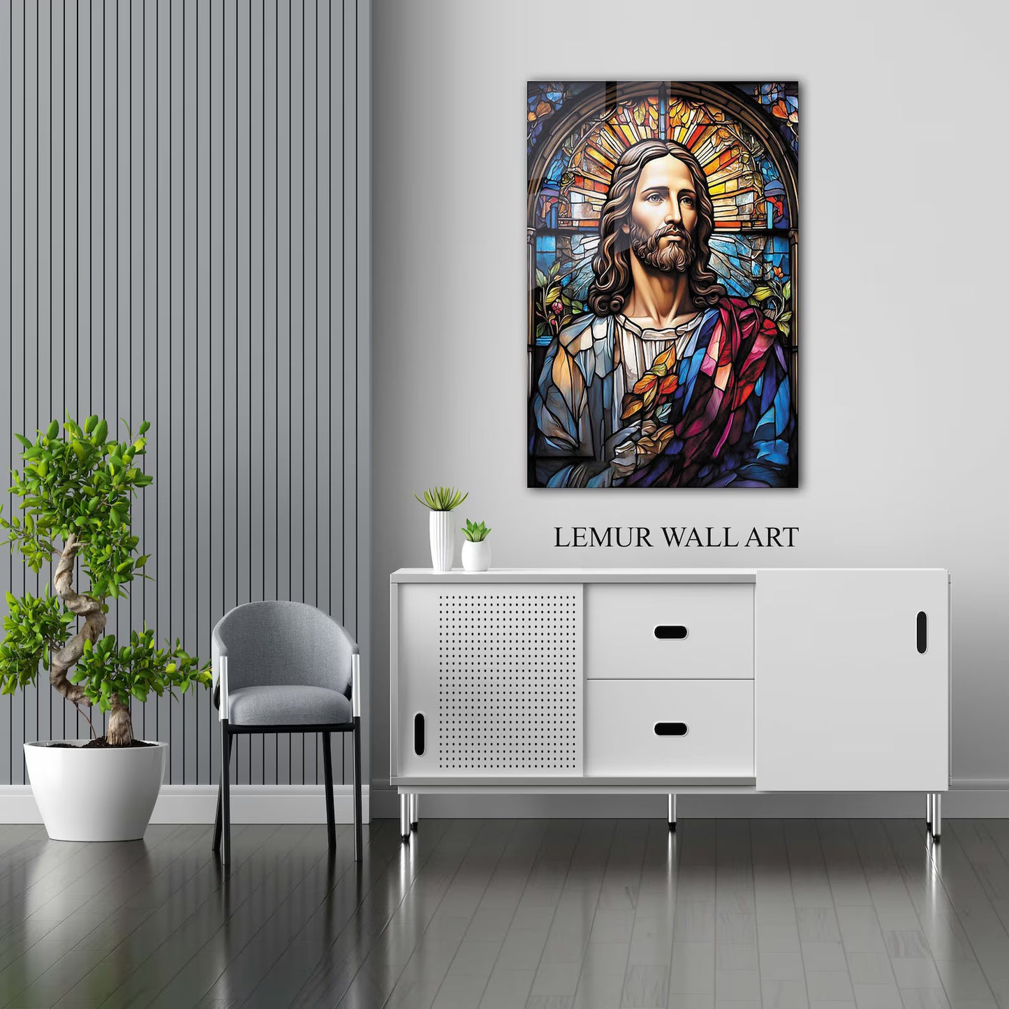 Cuadro Metálico Cristo Vitral